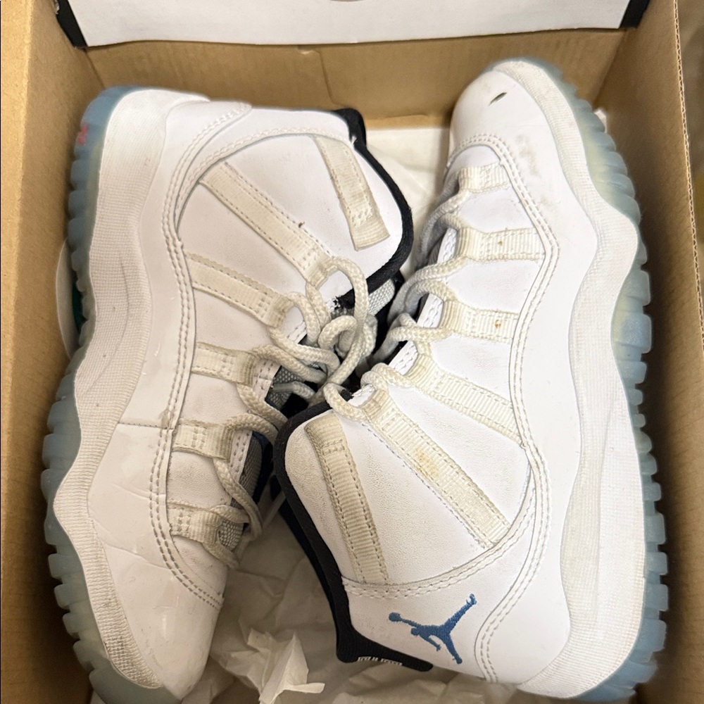 Jordan Kids White and Light Blue Sneakers